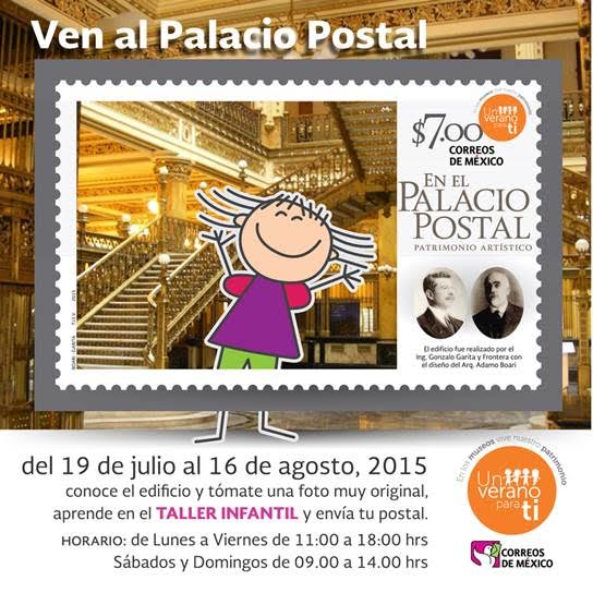 nochedemuseos's tweet photo. #NocheDeMuseos te invita al curso de verano que ofrece el Palacio postal
-Recorrido al Palacio
-Taller infantil http://t.co/HTkeq2jK1d