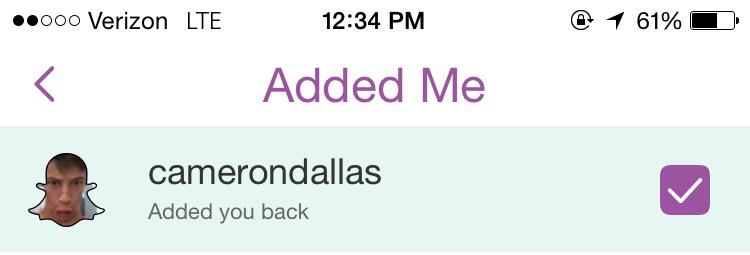 vickyyeissa's tweet photo. CAMERON ADDED ME BACK OMGGG @camerondallas #SnapcChatCameronDallas http://t.co/9duHgw7uNT