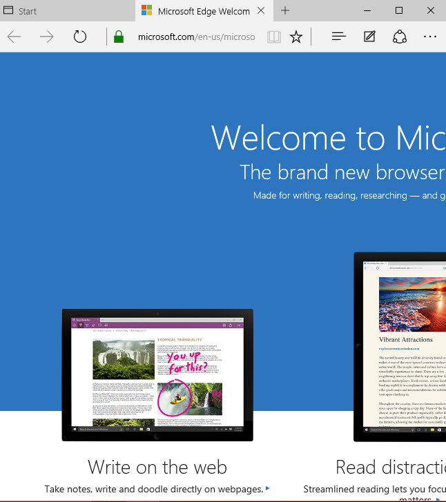 Just upgrade to #Windows10 gone is IE, introducing Edge. For starters, not even the welcome screen is responsive