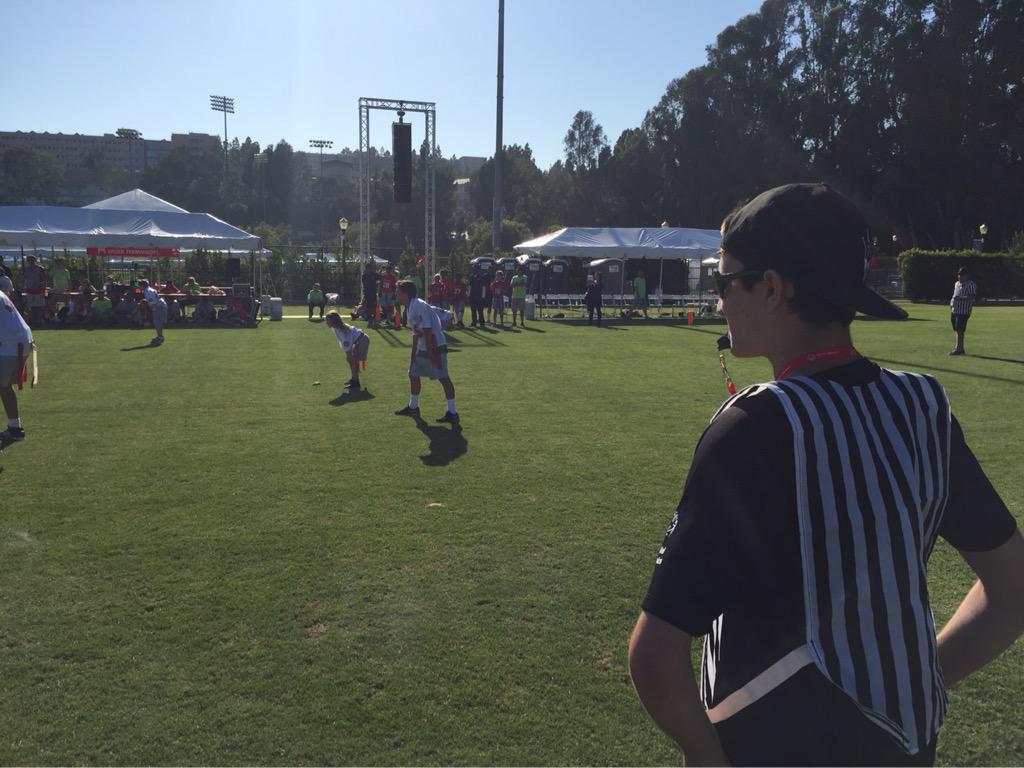 1wholaughs's tweet photo. @SOArizona Athlete @kmcgee34 referees Unified FlagFootball expo game at @LA2015 #playunified #LiveUnified http://t.co/ZOrfcSyxUF