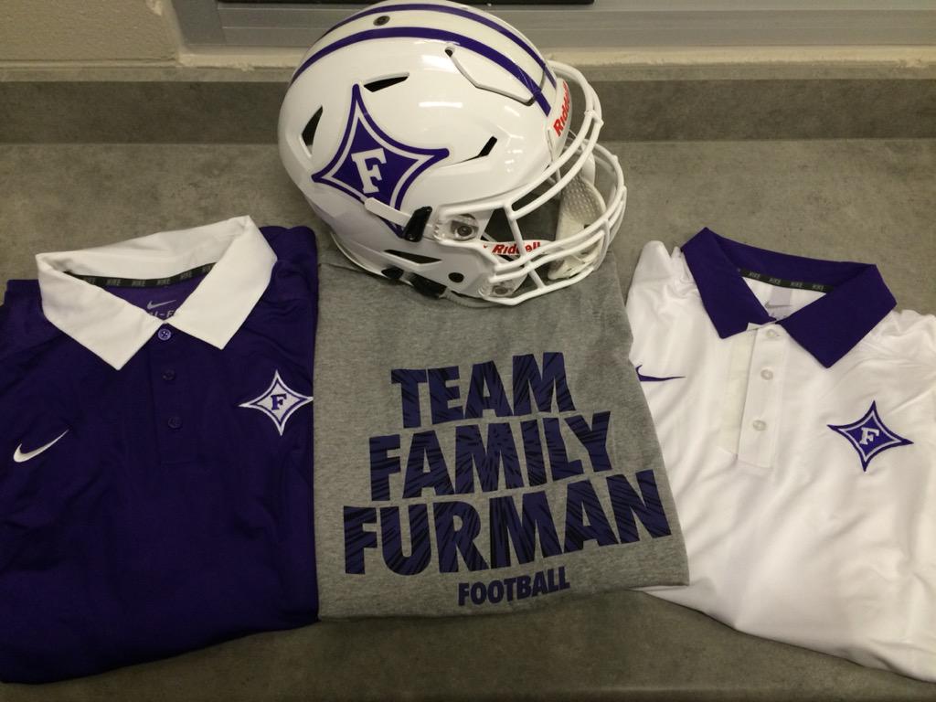 FurmanEquip's tweet image. Got our new AD @Buddie52 some Furman gear to add to his wardrobe. Purple really brings out his eyes. #OneFurman