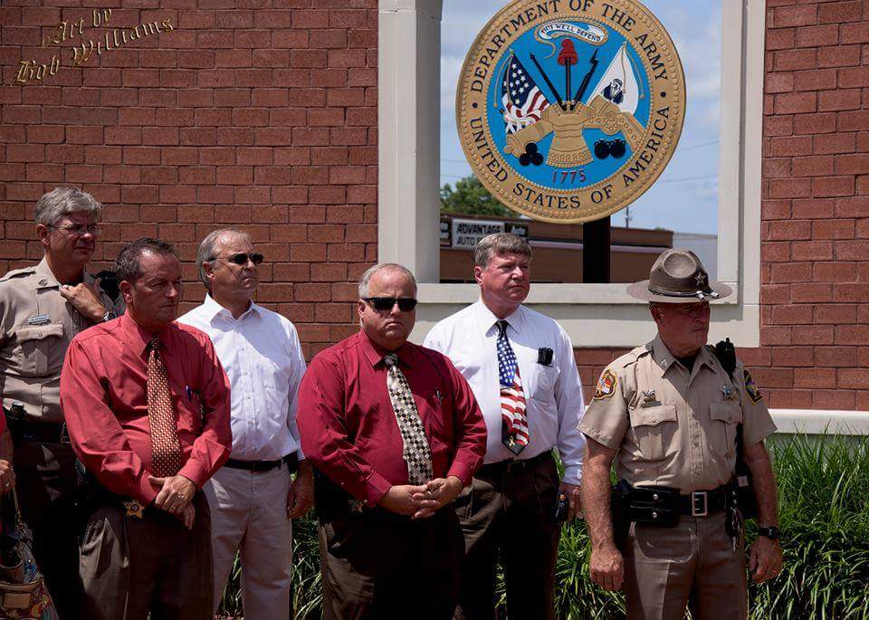 OnslowSheriff's tweet photo. Sheriff Miller at the Freedom Fountain celebrating the lives of four Marines and a Sailor killed in Chattanooga. http://t.co/YiZqmouv5F