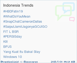 trendinaliaID's tweet photo. Trend Alert: #PERSISday. More trends at http://t.co/OMCuQPRWwL #trndnl http://t.co/jEFaSnCXGR