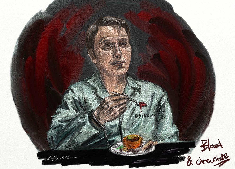 themeatispeople's tweet image. 'Blood and Chocolate'. Very quick bit of art for tonight :) #Hannibal #DearWill @SkyLivingHD @DeLaurentiisCo