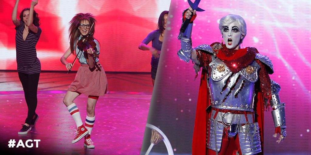 AGT's tweet photo. #AGT10 is FULL of color! RETWEET if you can’t wait to see @LindseyStirling and FAVORITE for @PrincePoppycock. http://t.co/P4p5F7PiAu
