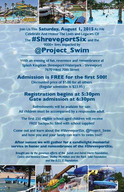 Project_Swim's tweet image. Join us this Saturday as we honor and celebrate the #ShreveportSix and @Project_Swim!
#SavingLivesOneSplashAtaTime!!