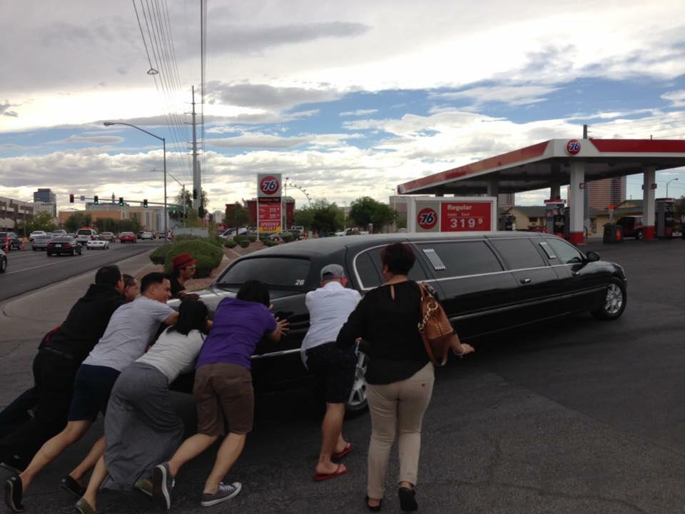 Our first limo broke down, and ran out of gas.. #onlyinLasVegas