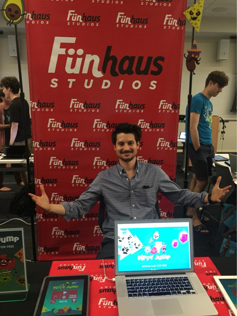 funhausstudios's tweet photo. @PlaycraftingNYC #pcexpo Fünhaus is da haus! Awesometron #indiegames so much fün! http://t.co/ZNbPndYvPG