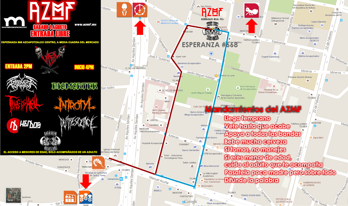 AZMFMX's tweet photo. Aqui la info de como llegar al #azcapotzalco #metal #fest @VecinosAzc  @azcapoenlinea @AzcapotzalcoDF  @esimeazc http://t.co/6qUItewAwP