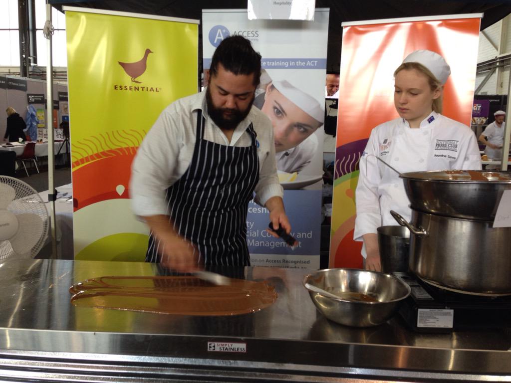 ChefatHomeACT's tweet photo. Careers day at epic! Having fun with chocolate thanks to Jan at essential ingredient. #tryaskill #acf http://t.co/XBzAJOippG