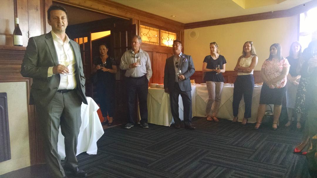 uncorkBC's tweet photo. Congratulations to the @MarkAnthonyWine team for the launch of #FernWalk. What a great success. #BCWine http://t.co/SnJeW78RjU