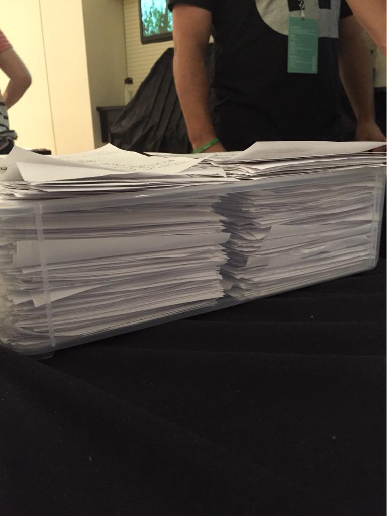 SarahSain's tweet photo. Every one of these slips of paper represent a miracle that Jesus did in someone tonight at #GauntletX. Blown away!!! http://t.co/UKdNVQJYVt