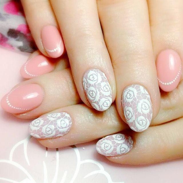 Esthermillernai's tweet photo. Bride Nail Art White Rose Style with the wedding dress,A sweet wedding party # wholesale uv gel nail polish http://t.co/pK8uK4mK6j