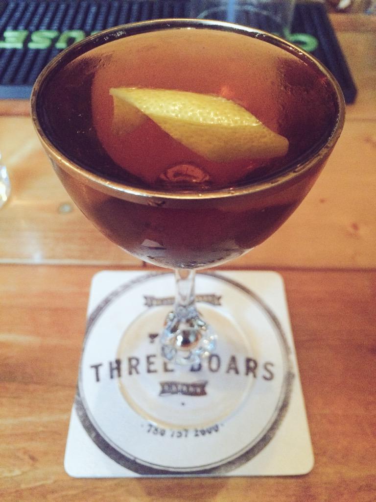 A #yeg visit calls for a trip to @ThreeBoars Eatery. Thanks Evan for coming up with this #Jameson Calvados cocktail!
