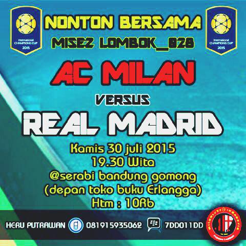 [NOBAR] Milan vs Madrid Malam ini jam 19.30 wita @serabibandung gomong cc <a href="/MilanistiOrId/">Milanisti Indonesia</a>