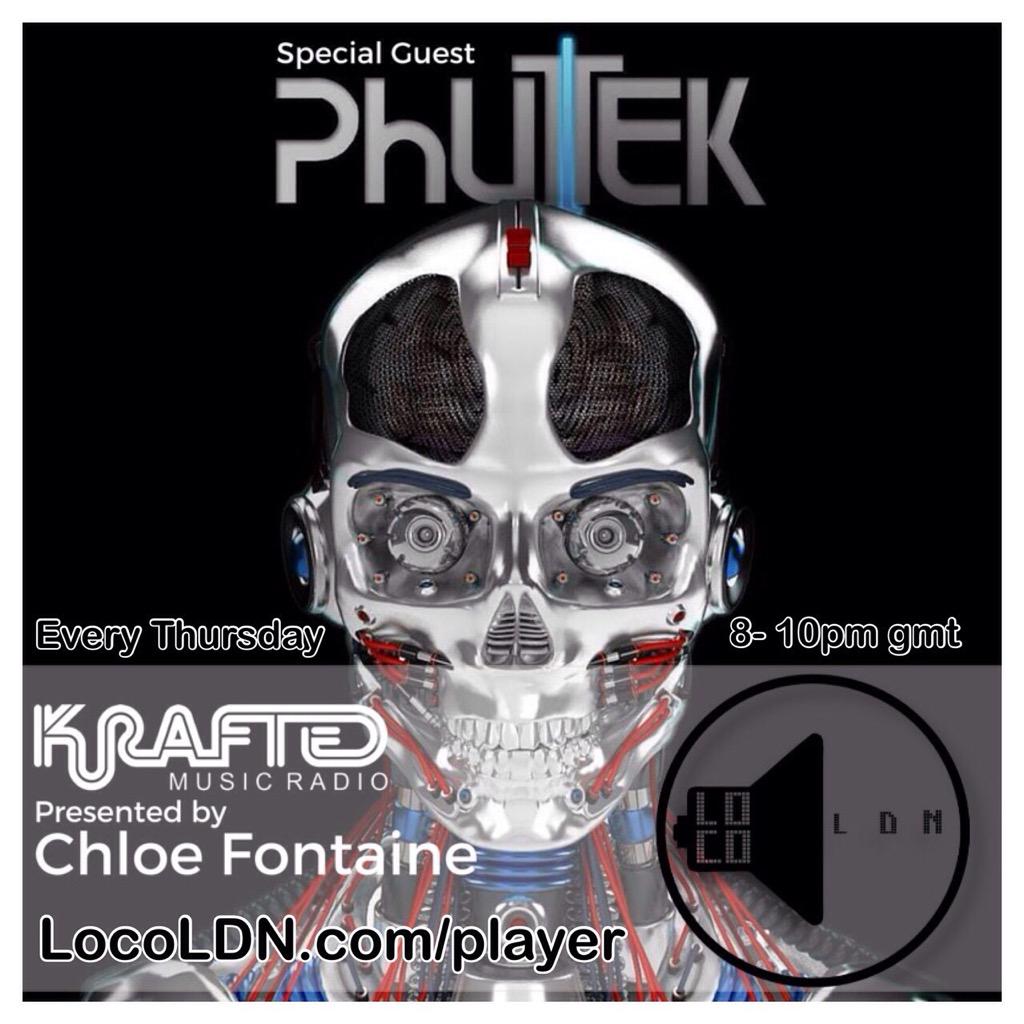 Tonight @KraftedMusic @ChloeFontaine special guest DJ/producer @Phutek1 8-10pm locoldn.com/player/ #techhouse