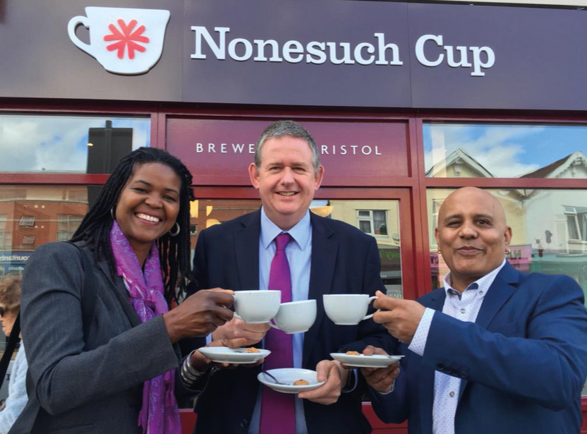 NonesuchCup's tweet photo. Anyone for a cuppa? @pgmhart and Sherrie Eugene Hart opening our coffee shop this morning. http://t.co/ibi8276HRh