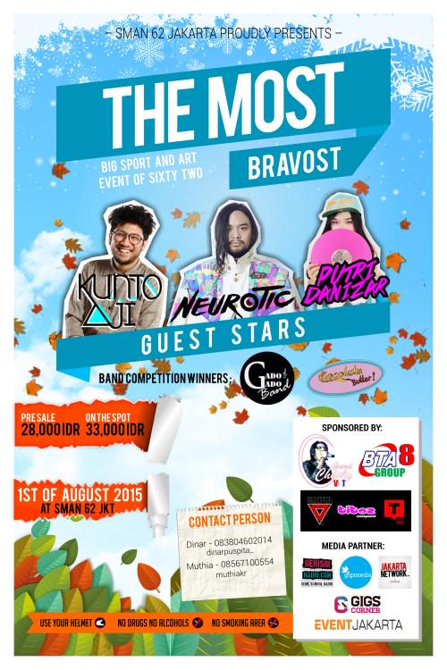 EventJakartaCom's tweet photo. #TheMostBravost w/ @KuntoAjiW @neuroticINA @Putridanizar @GadoGadoBand | 1 Aug’15 @SMAN62JAKARTA | @OSIS62 http://t.co/BSMZqUFTal