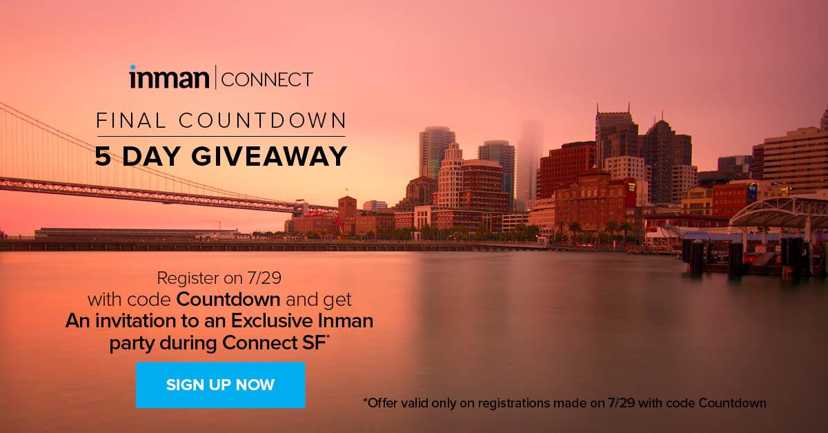 Inman's tweet photo. LAST CHANCE: Countdown deal #2: An invitation to an EXCLUSIVE Inman party during #ICSF. (http://t.co/CoV9b4HVcL). http://t.co/mF5OT7XeqF