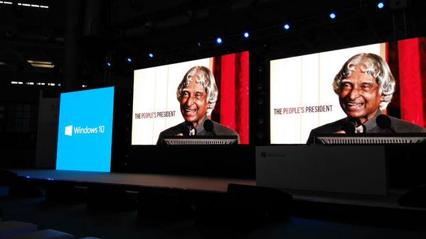 jaitwits's tweet image. Great Gesture by #Microsoft. Beloved Dr.. APJ #AbdulKalam being remembered fondly at the #Windows10 launch yesterday.