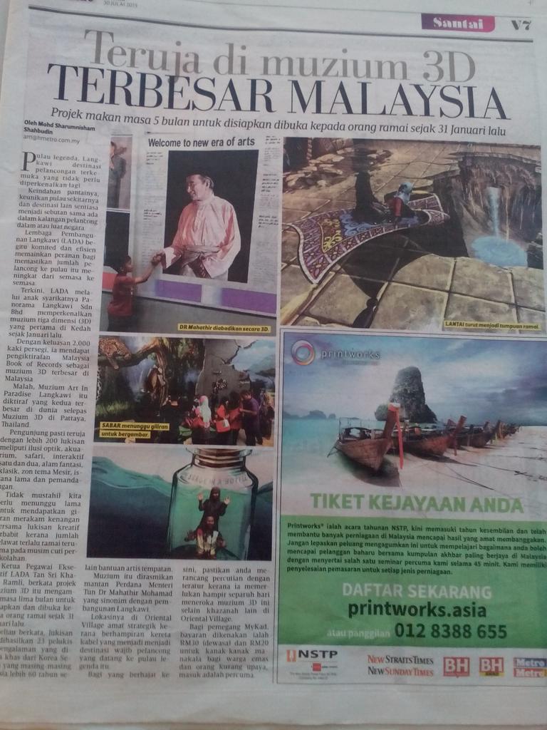 tokPghulu's tweet photo. Jom pi Muzium 3D Langkawi, terbesar di Malaysia, dalam @hmetromy hari ini. http://t.co/nImNnFBWGm