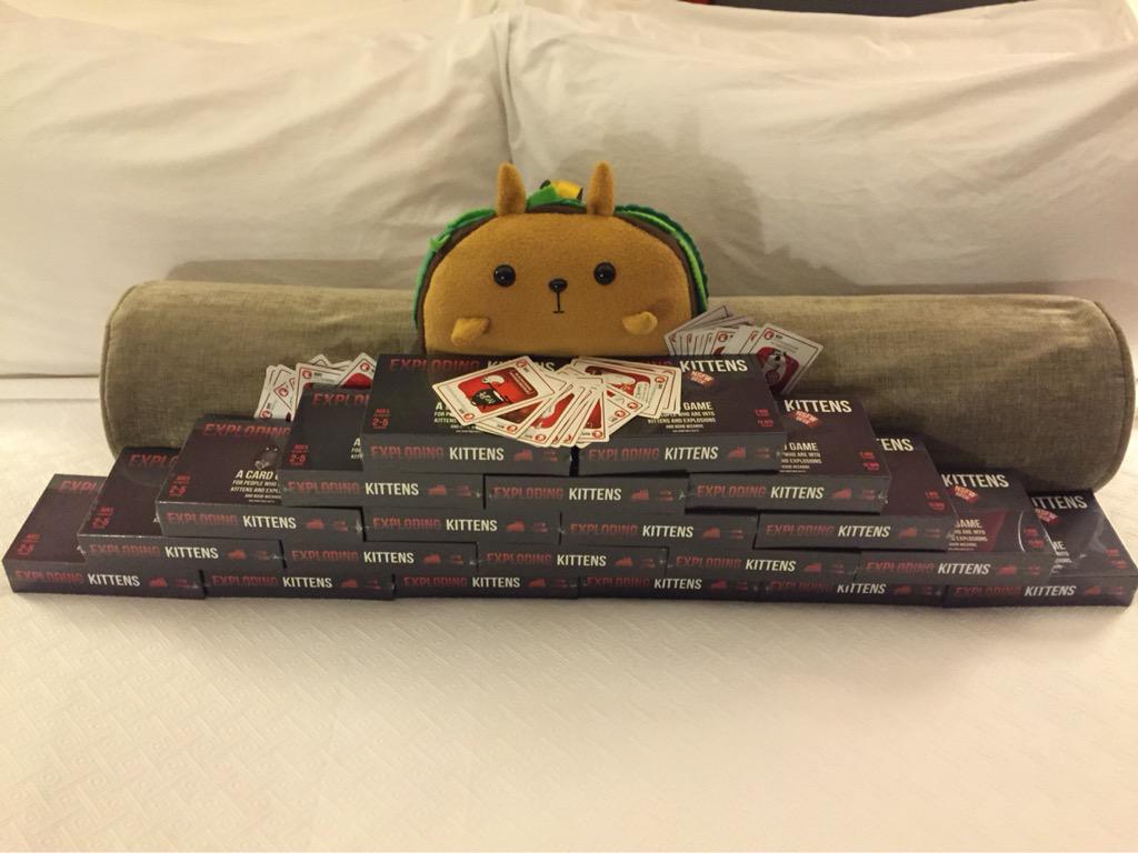 ScottGillies's tweet photo. @gameofkittens OK one more game tonight, Tacocat, but after that we go to bed. And no cheating! #explodingkittens http://t.co/1VBbHDhAOs