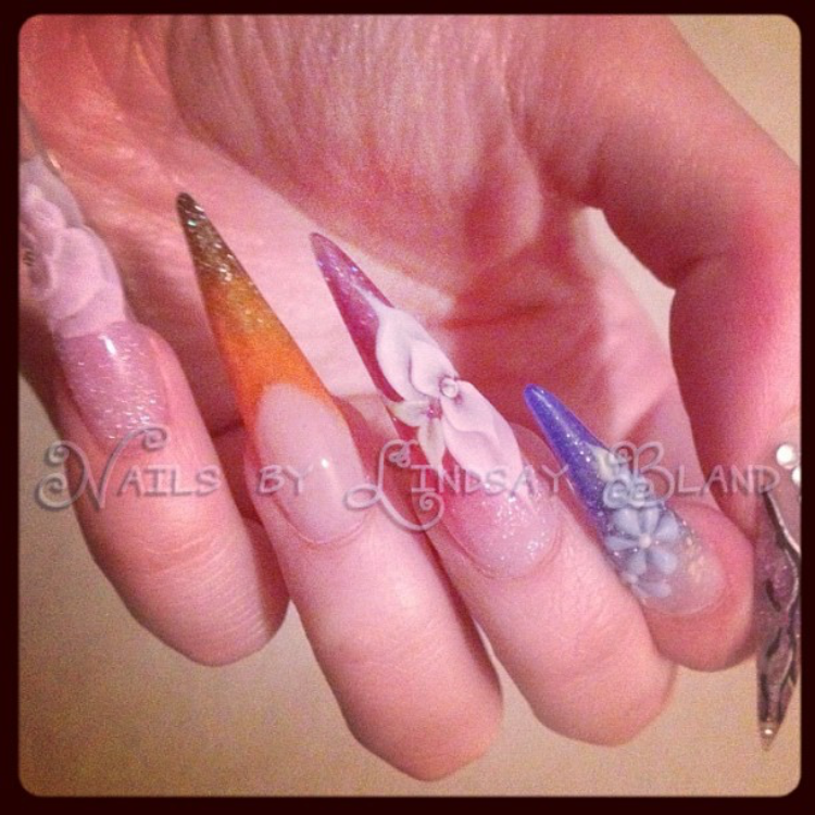 Create a daring but perfectly pretty acrylic stiletto based on this design brought to you by Educator Lindsay Bland x