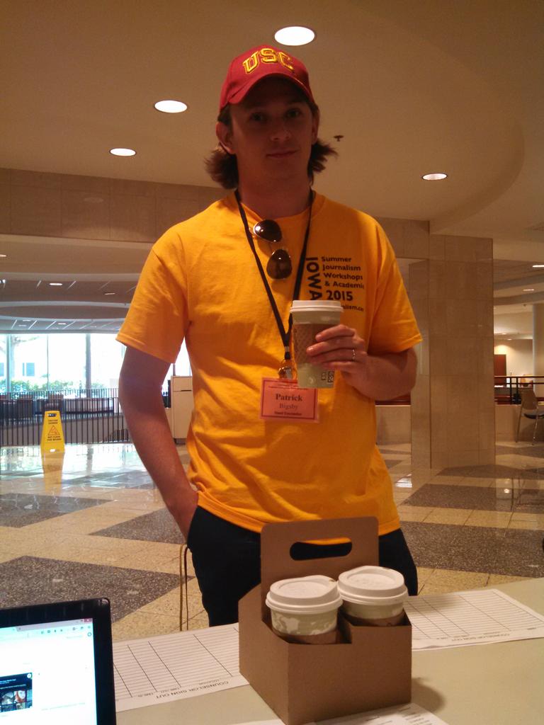 janet_lawler's tweet photo. The bringer of coffee and good things #perfectpat #isjw15 #lastdayfeels http://t.co/x1GZpZ9w55
