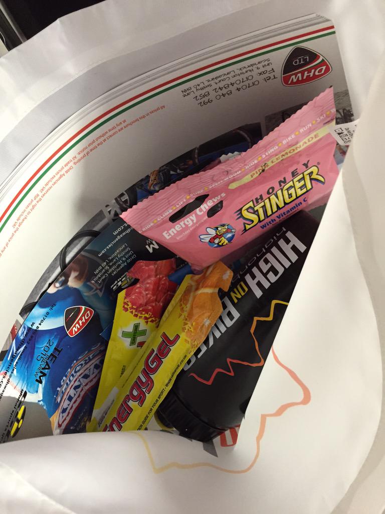 HighonBikes's tweet photo. The goodie bags ready for the @HighonBikes Clieves Hill Road race on Sunday!  @High5Nutrition @2pure_Cycle @kuotauk http://t.co/0qalDmsbjO