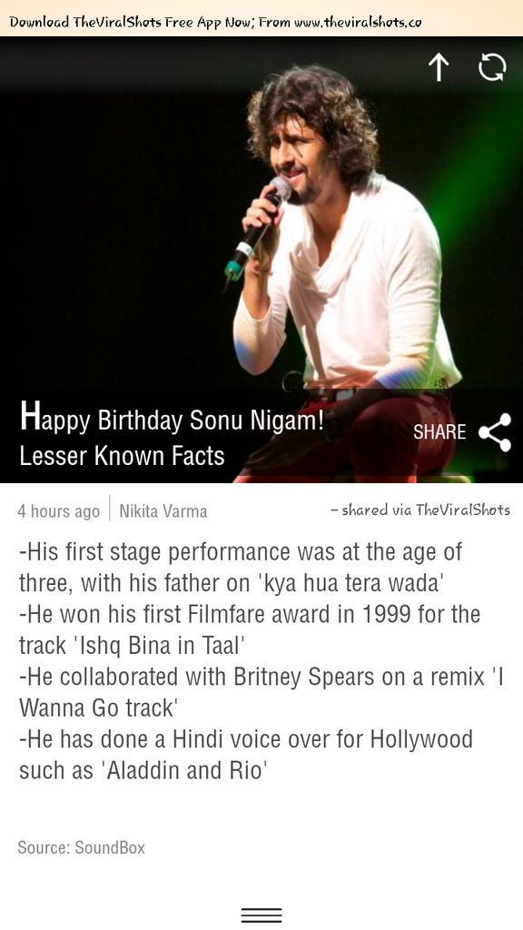 Happy Birthday Sonu Nigam! Lesser Known Facts


-via  