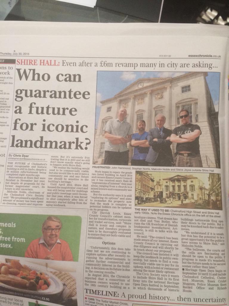 ShireHallCinema's tweet photo. Another mention of Shire Hall in the @EssexChronicle today! ECC are exploring numerous options but we remain hopeful! http://t.co/T7Q31mj5nt