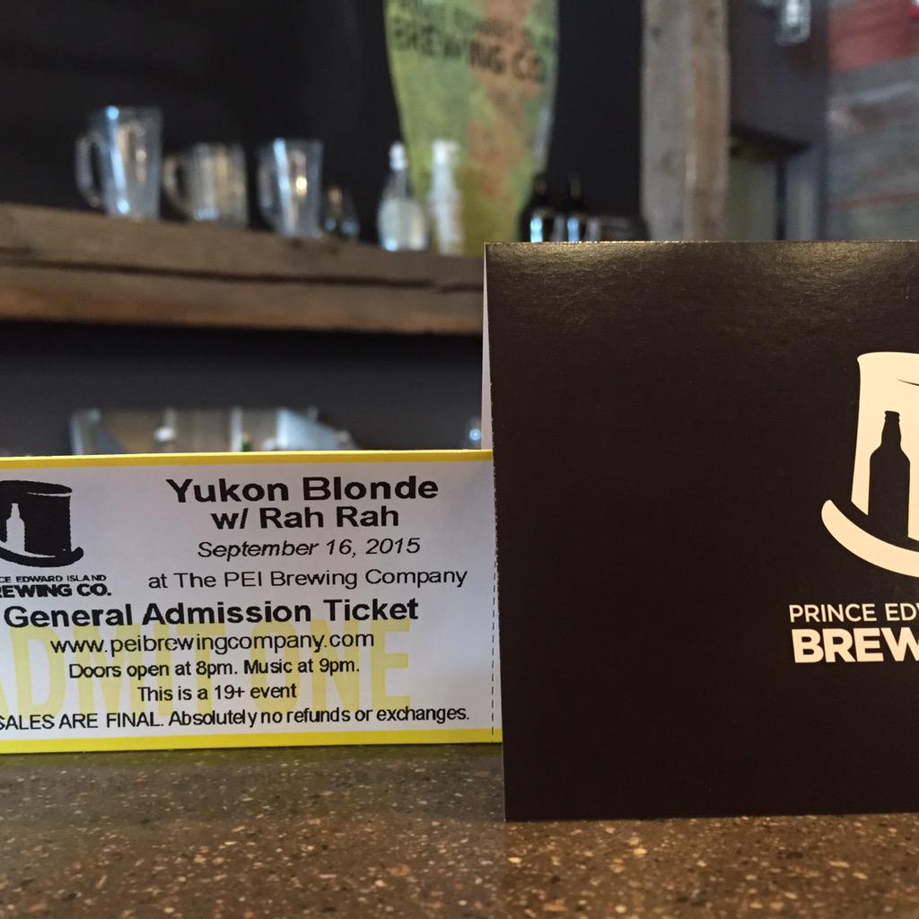 PEIBrew's tweet photo. YO RT this for your chance to win 2 tix to @yukonblonde / @rahrahband on September 16th + $25 gift card #peicraftbeer http://t.co/zdWlSDRH0B