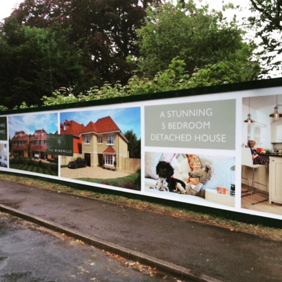 SeandaDesign's tweet image. Our #hoarding on behalf of @Rushmon has now been installed at their #development #TheWindmills in #Leatherhead