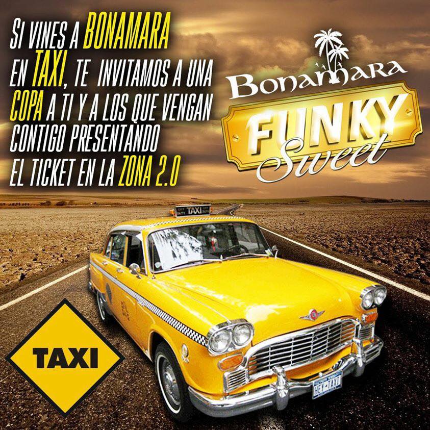 bonamaramadrid's tweet photo. Ven a #Bonamara en taxi y te damos una copa para ti y tus amigos también los jueves #FunkySweet http://t.co/CU8lpK9T3d