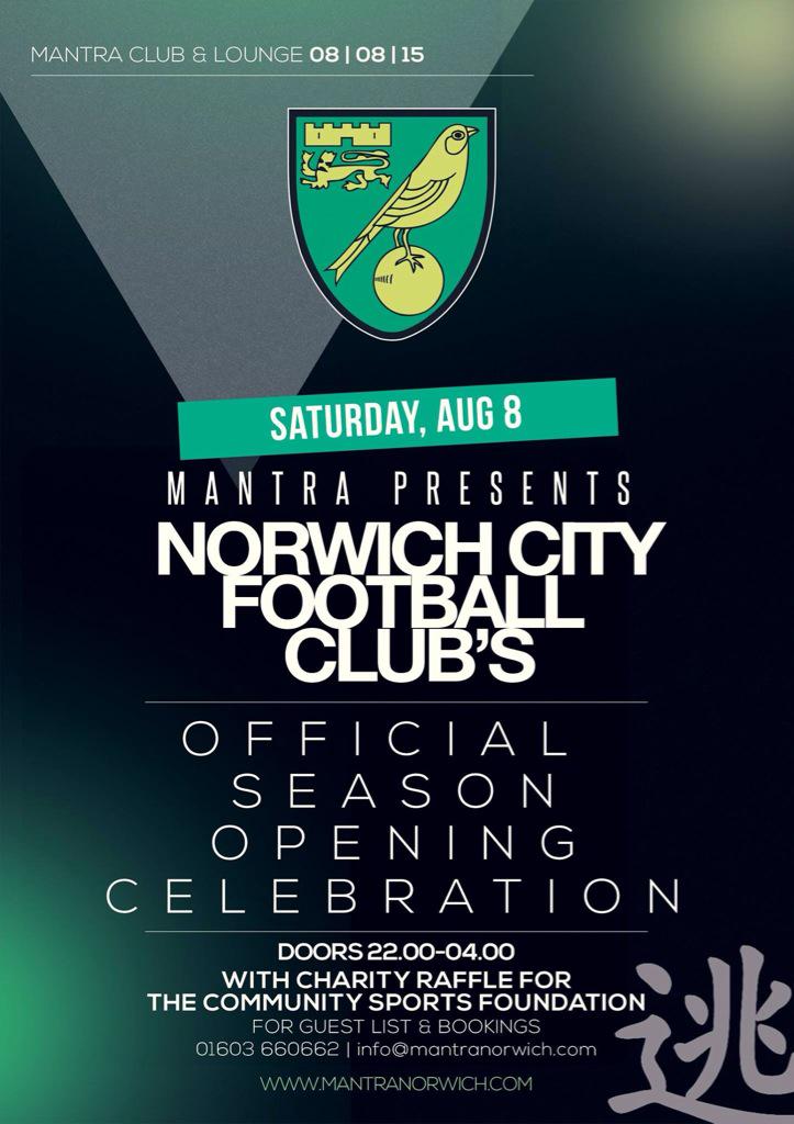 MantraNorwich's tweet photo. We are proud to announce we are The Official Nightlife Provider to Norwich City FC fans!

http://t.co/yXnPVrgvty http://t.co/cdRRvucrO8