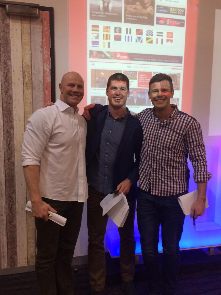 Loved having <a href="/JBrown/">Jonathan Brown</a> join Thursday night Fight night with these 2 knuckleheads #AFL360 #gobuyhisbook