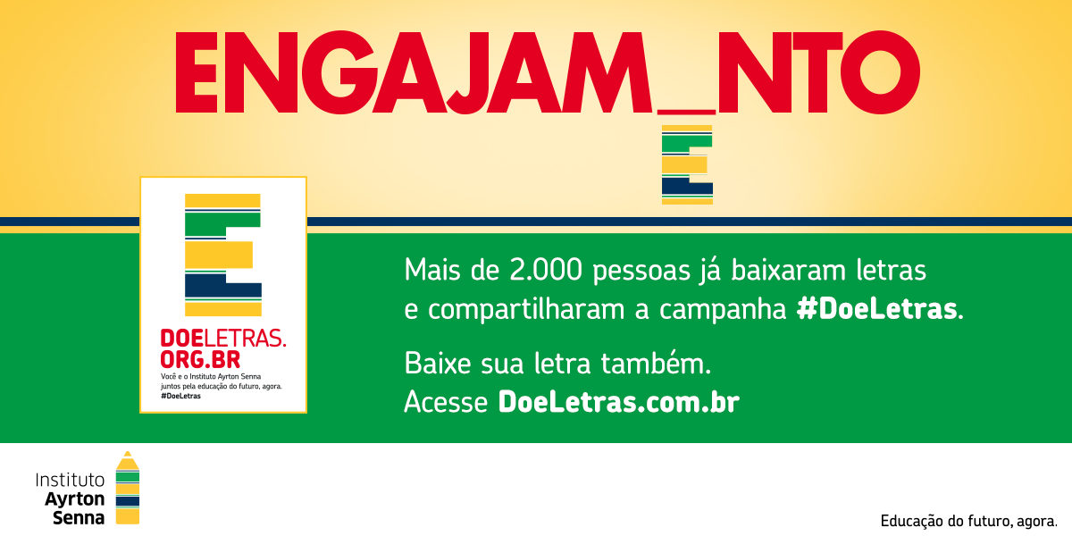 instayrtonsenna's tweet photo. Baixe sua letra e mostre que você acredita na causa da Educação! http://t.co/0L3RldiqWj #DoeLetras http://t.co/pwlTSMs3Da