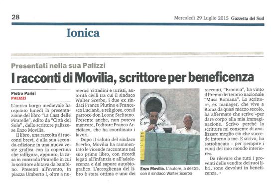 "La casa delle Pirarelle" di Enzo Movilia presentato a Palizzi durante le feste patronali