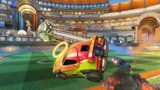 PlayStation's tweet image. Rocket League Supersonic Fury pack coming this August: bit.ly/1KAPSap New cars, paint types, wheel sets, more