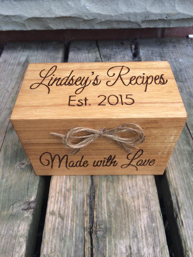 One of the 9 #custom recipe boxes made in the last two days - we've been busy! #woodburned #recipebox