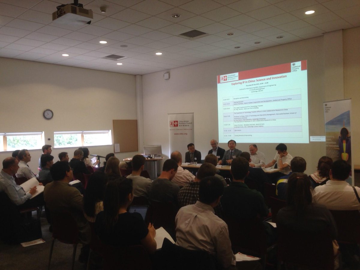 ChinaBritain's tweet photo. A full house for our #IP in #China: Science and Innovation seminar with @The_IPO in #Cambridge this morning! #UKChina http://t.co/AeNFiXS6NC