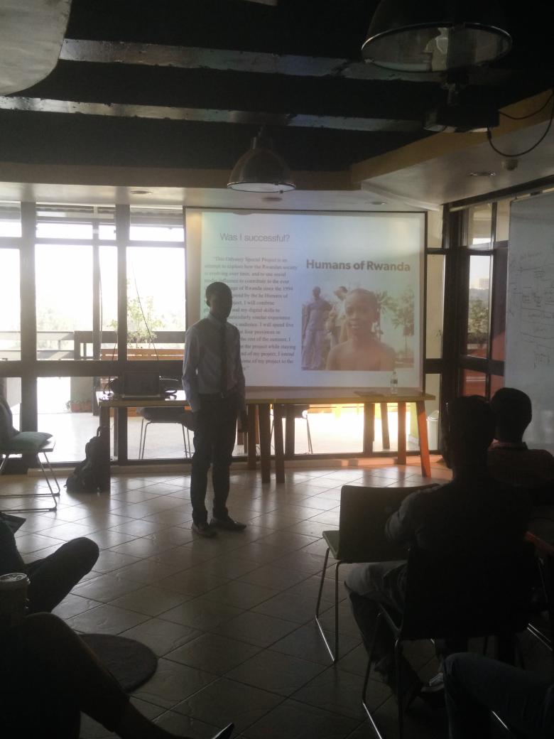 klabrw's tweet photo. Yves, the man behind #HumansofRwanda is presenting about his project. He helps Rwandans tell their own stories http://t.co/56HxmRy2kY
