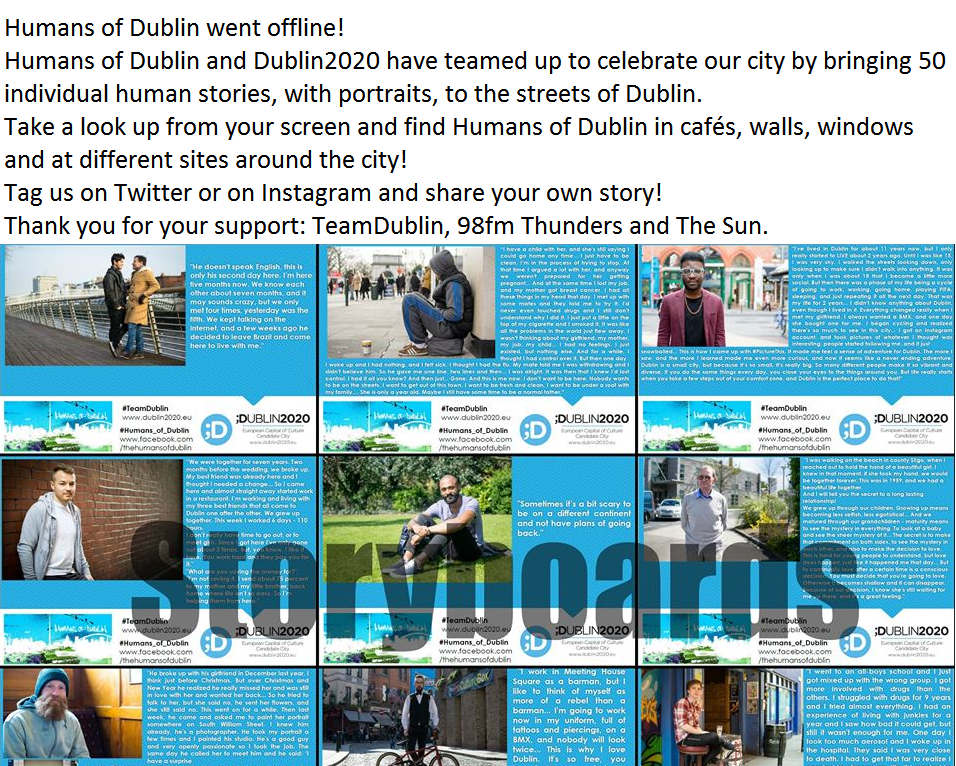 humansofdub's tweet photo. Humans of Dublin went offline!

Thank you for your support: #TeamDublin, #98fmthunders #TheSun #humans #98fm http://t.co/qW568cI4oj