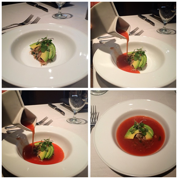 BobsSF's tweet photo. Escape the heat with our watermelon chipotle #gazpacho, served with avocado, crab and #local micro-greens. #yummy http://t.co/wqYDURbglX