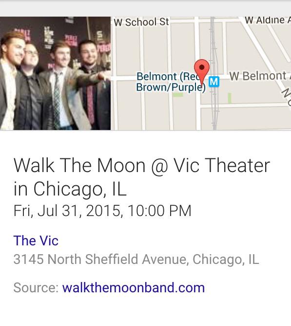 WTMFansUS's tweet photo. Walk the Moon will be playing tomorrow in Chicago, IL at the Vic Theater http://t.co/mrvYZBZxBT