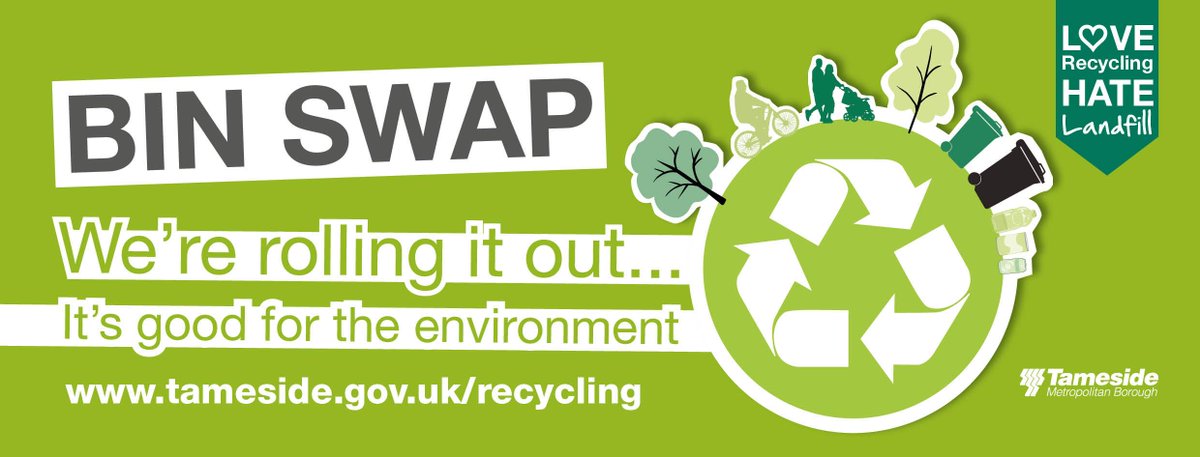 TamesideCouncil's tweet photo. #BinSwap reduces the amount of waste to landfill by up to a quarter protecting the environment for future generations http://t.co/vPkaqNNQKb