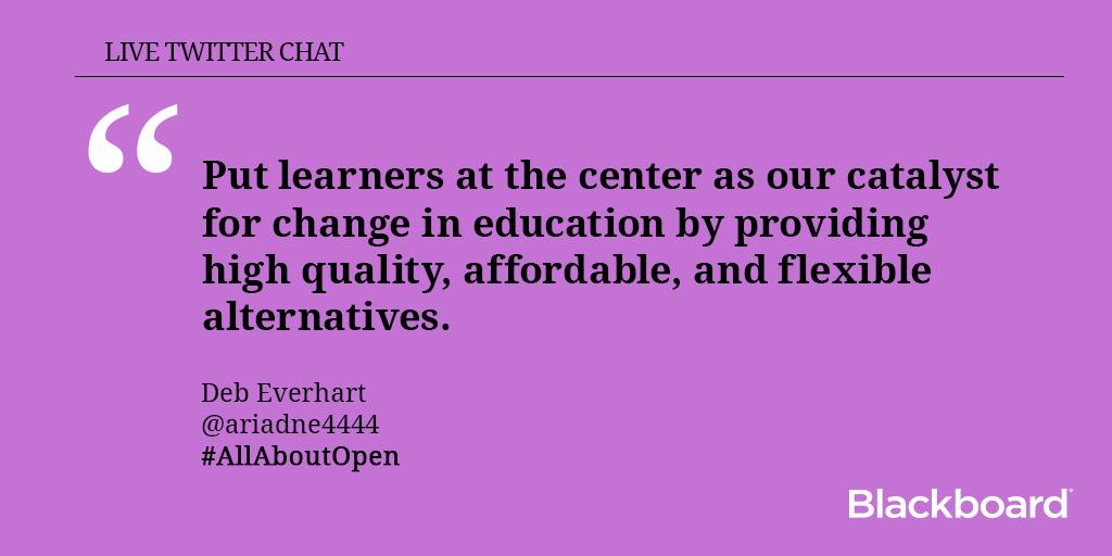 Blackboard's tweet photo. "Put learners at the center as our catalyst for change in #edu..." -@ariadne4444 #AllAboutOpen http://t.co/ZrhrMFiXXp http://t.co/TMMT6Ju2QE