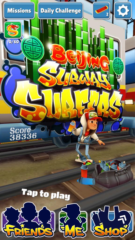 bmwolf111's tweet photo. I've gotten so high on the Beijing part of subway surfers http://t.co/KQZUsjes3b