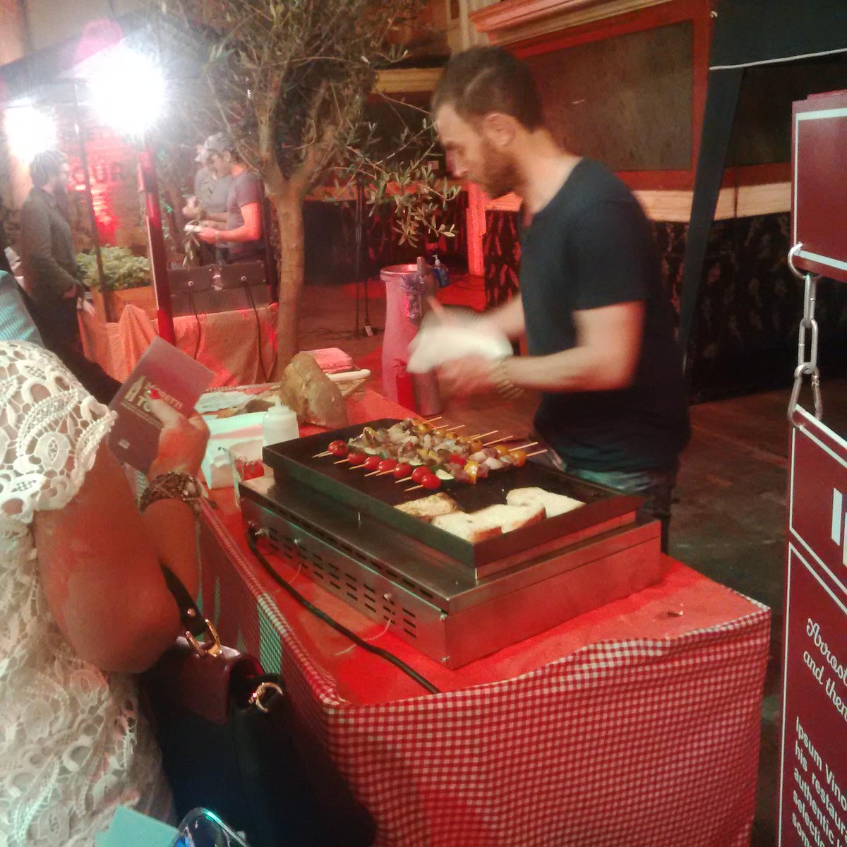MuckandMagic's tweet photo. #morettigrantour finding out why everyone is going mad for the #lamb skewers. @IpsumVinoteca http://t.co/B6gyYeKcbb