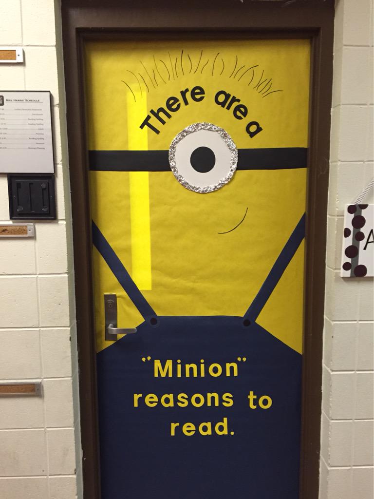 April_Harris1's tweet photo. I hope my kids go BANANAS over their minions door! http://t.co/GUVf80eiSA